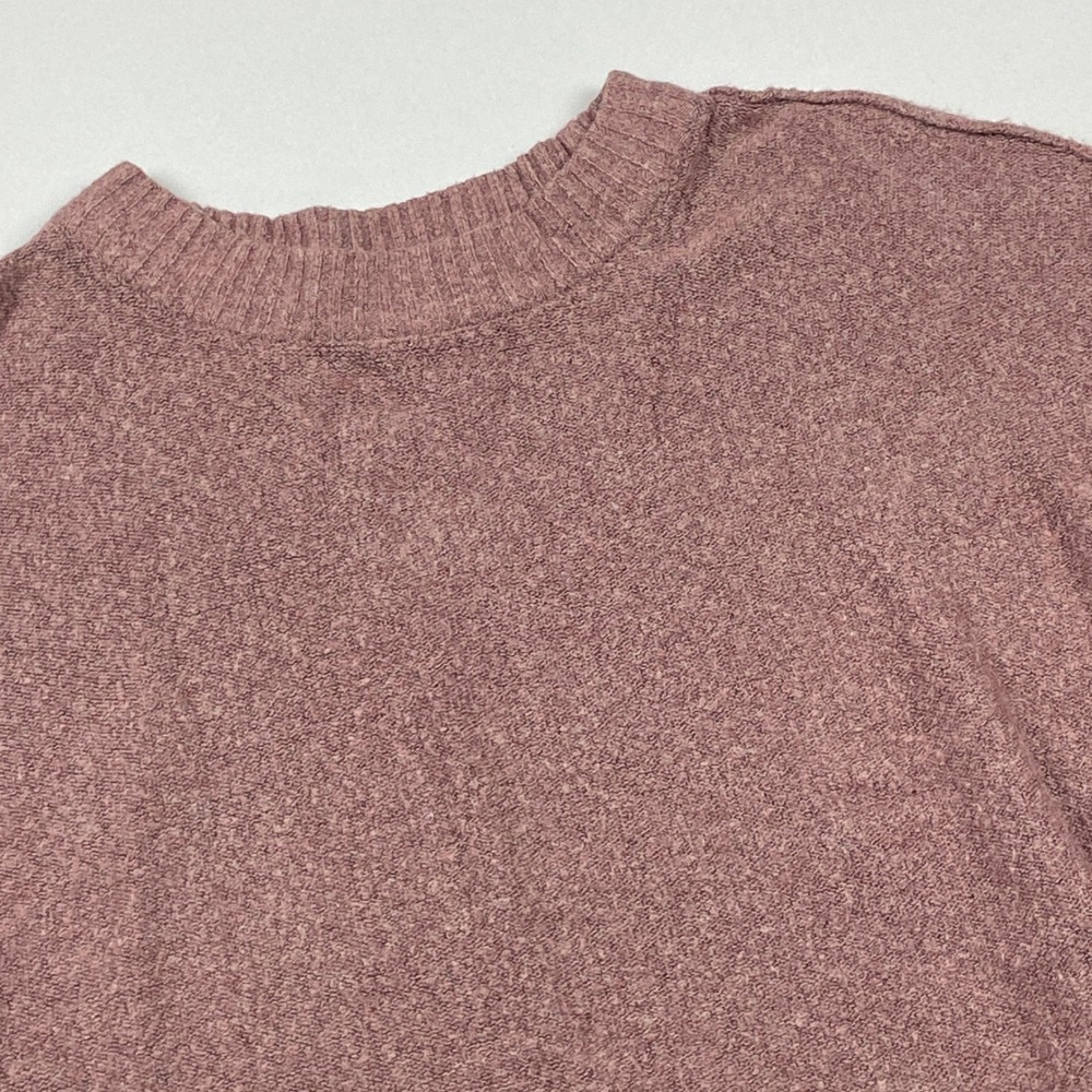 American Eagle Mauve Pink Crew Neck Boxy Knit Sweater Medium Dropped Shoulder